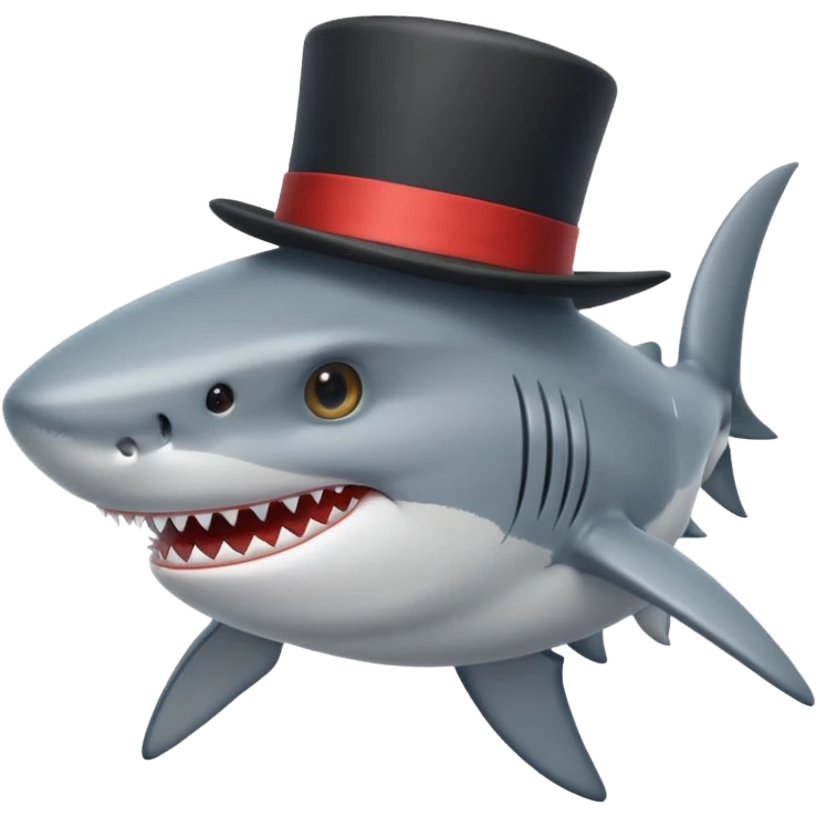 Shark with a top hat emoji