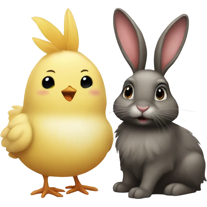 A chick and a bunny emoji