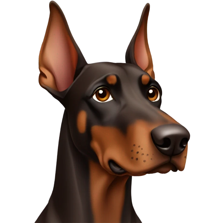 Brown Doberman without cropped ears face emoji