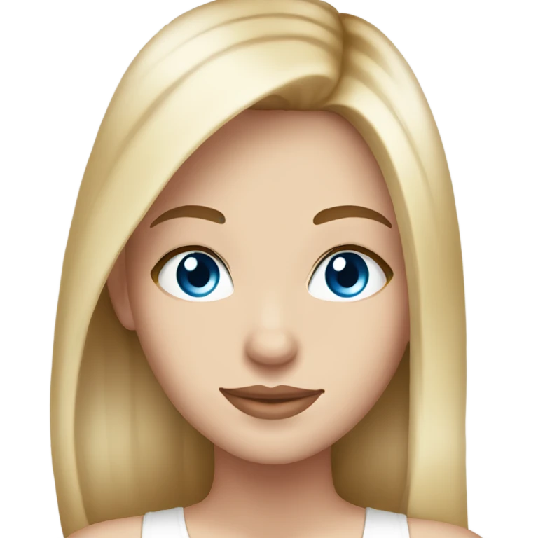 beautiful woman, long straight blonde hair, blue eyes, white tank top emoji