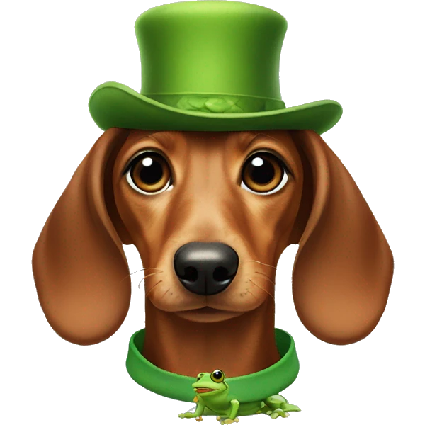 Dachshund with a frog hat emoji