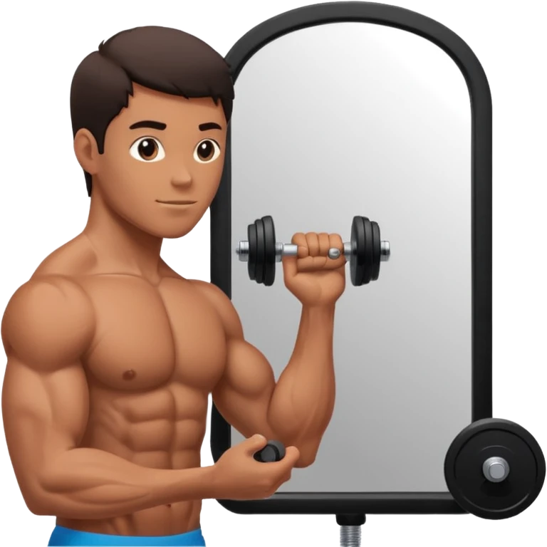 silhouette lifting a dumbbell while looking in a mirror emoji