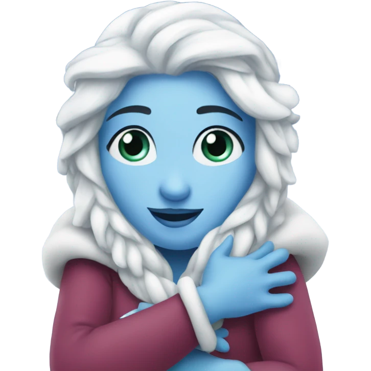 Snow queen hugging the north pole emoji