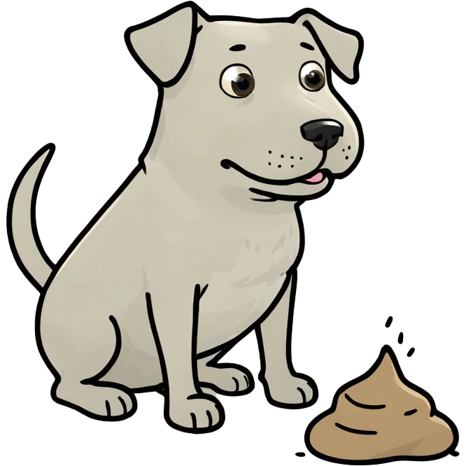 dog taking a poop emoji