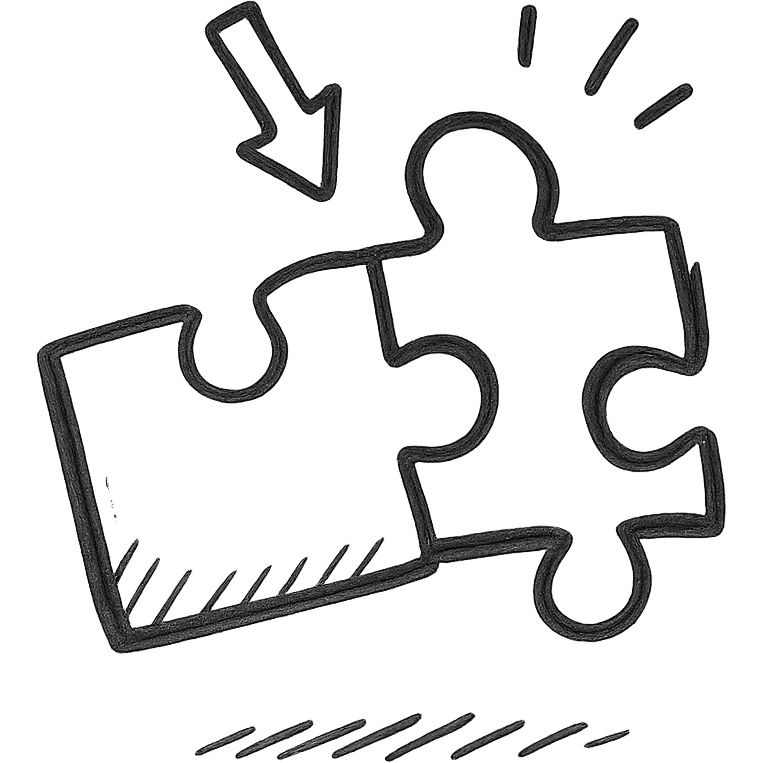 icon for 'challenge', puzzle piece fitting into place, simple minimal style emoji
