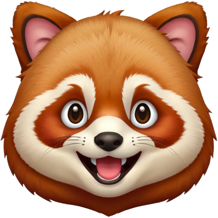only the face of a red panda laughing emoji style with the laughing tears  emoji