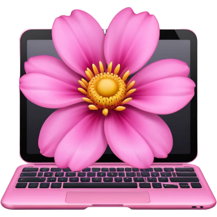 Computer on a pink Flower emoji