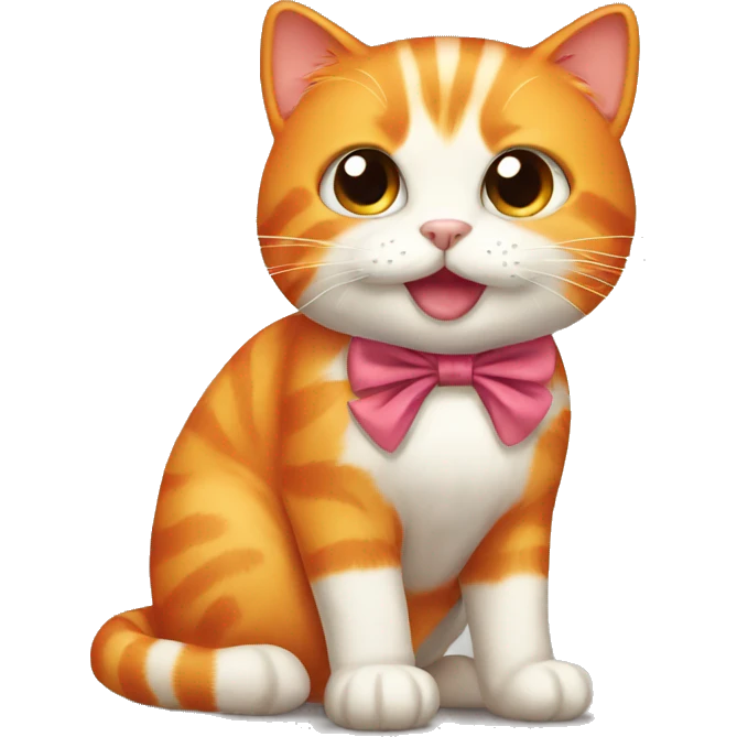 Orange cat with bow emoji