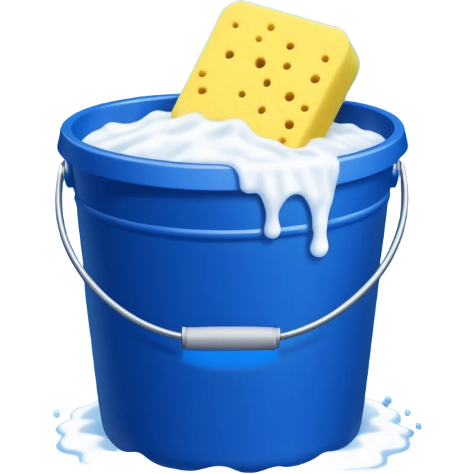 I want emoji with dark blue bucket that is filled with dtergent nd hace car wash sponge in yellow color emoji