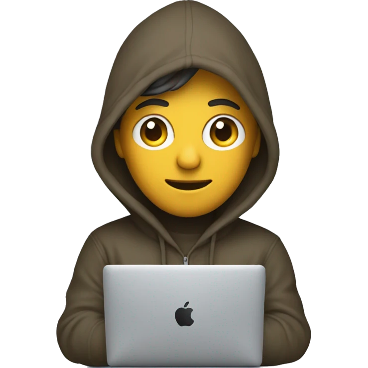 Developer with hoodie coding on a macbook emoji