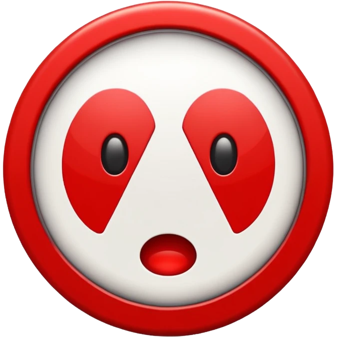 Red warning emoji, attention alert, red circle or triangle with white exclamation mark, bold, high contrast, flat emoji style. emoji