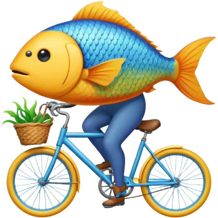 Fish on a broom on a bicycle emoji
