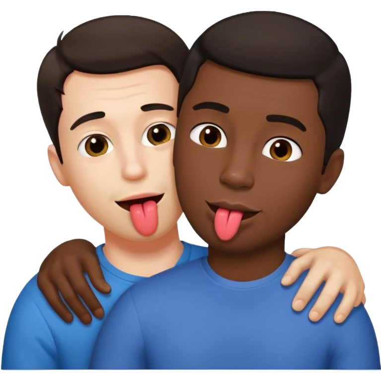 1White adult male dark hair and dark skin adult male, spooning naked on the ground, touching, cuddling, tongue, love, rear view,  emoji