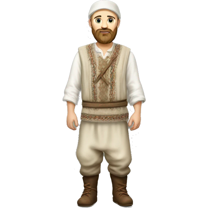 photorealistic white slavic peasant with beard full body, Slavic ethnic clothing emoji