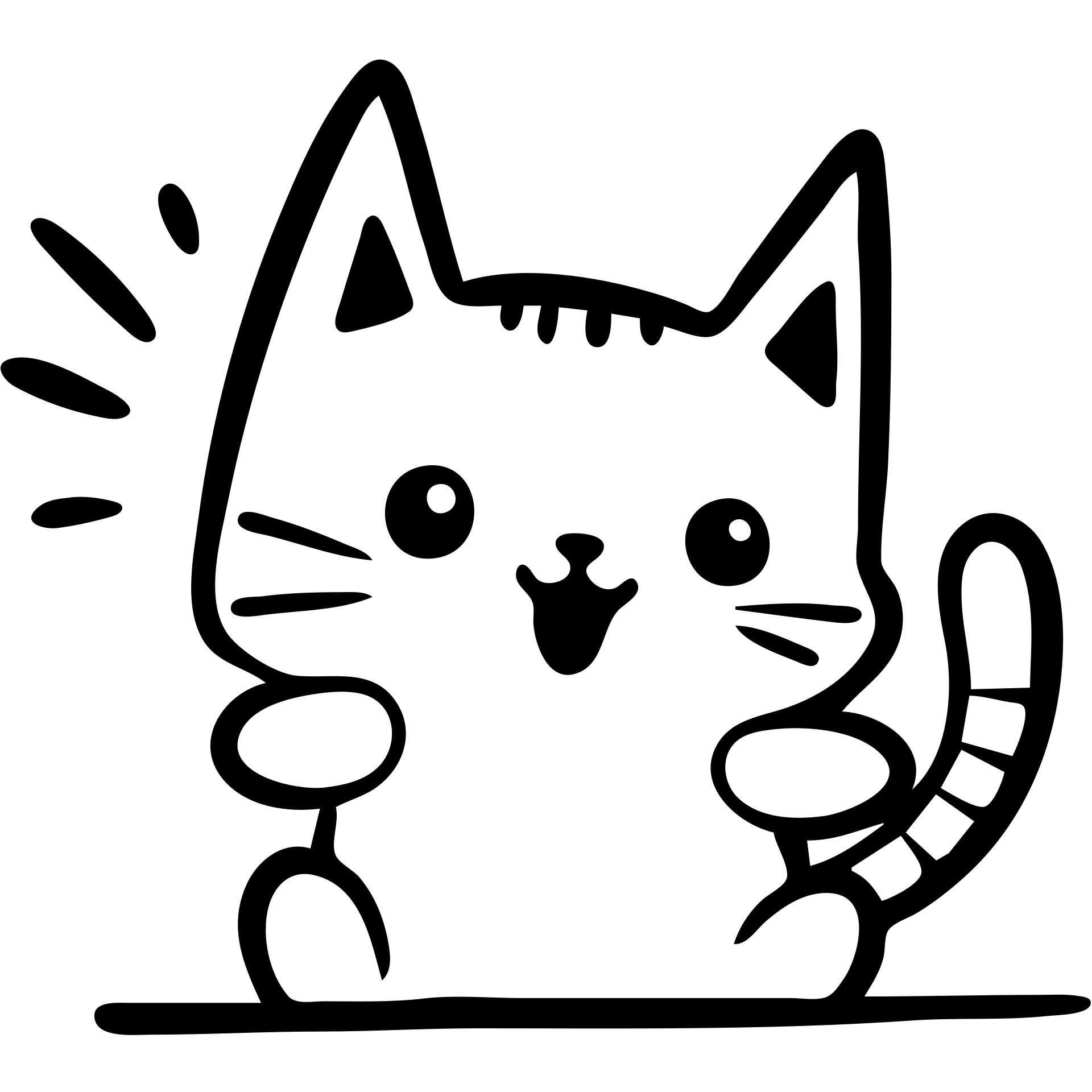 custom cat character inspired by TenSquared server logo, black and white, surprised emotion, hand drawn icon style emoji