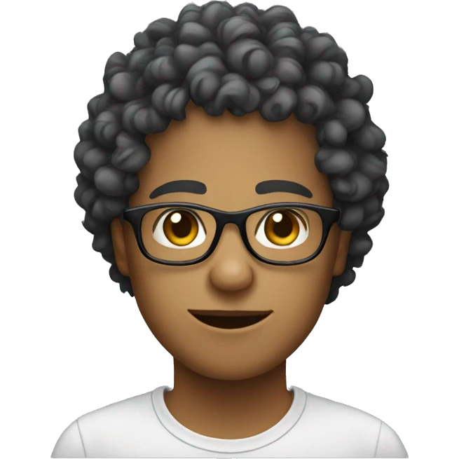 Curly hair face wearing glasses emoji