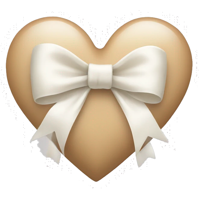 beige heart white bow emoji