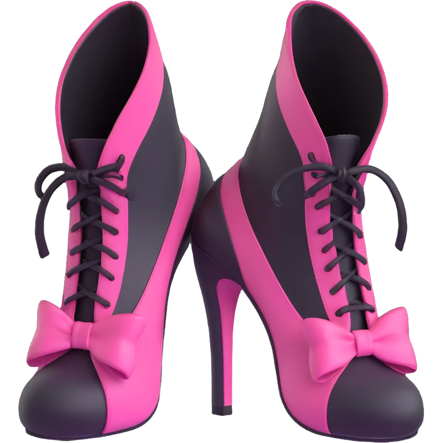 BLACKPINK-inspired gothic shoes, no hearts, black and pink, cute  emoji