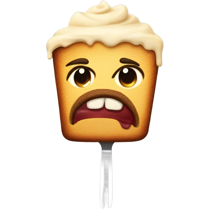 Angry face eating cake  emoji