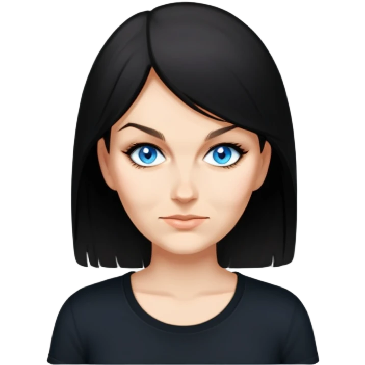 female, wearing black tshirt,  black hair emoji