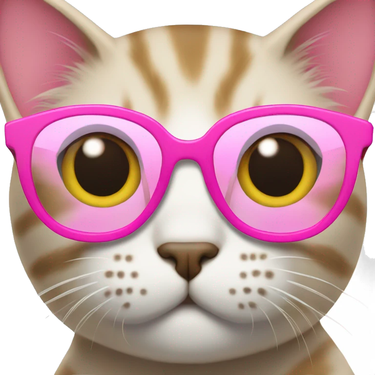 Cat wearing pink glasses emoji