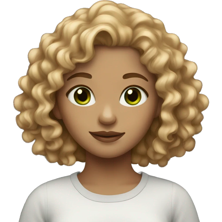 girl with curly light brown hair and green eyes and light skin  emoji