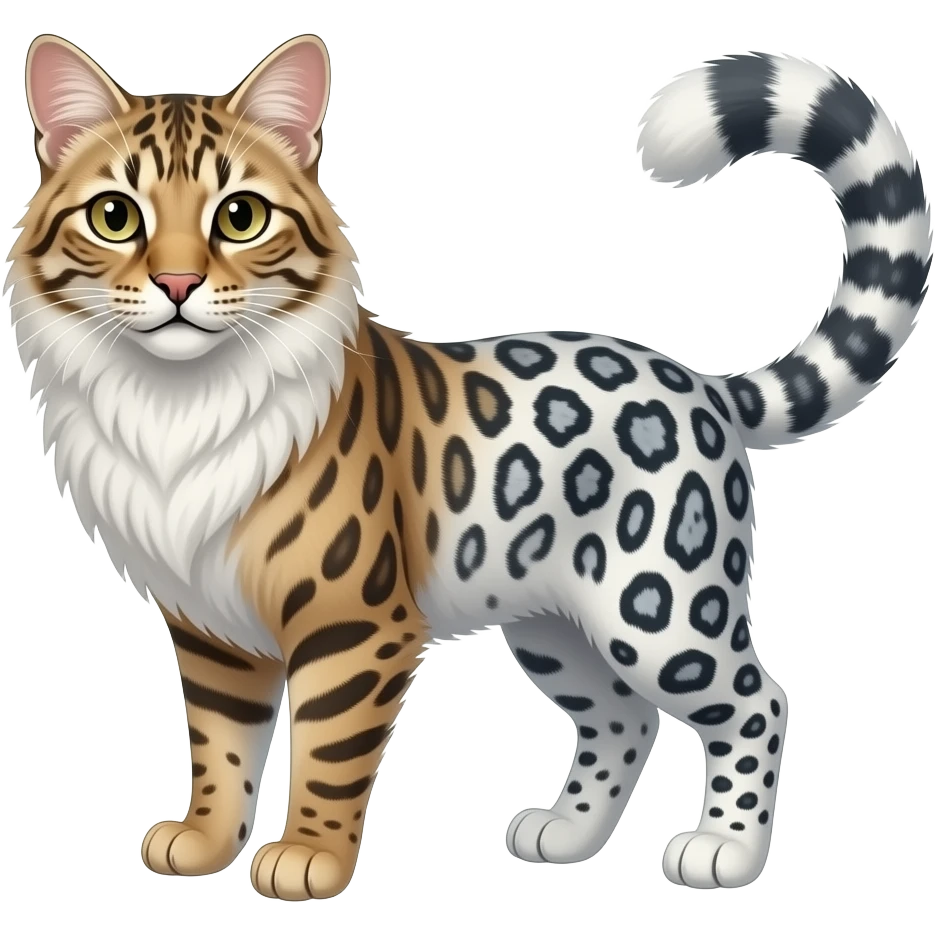 White serval-Manx-Maine-coone-caracal-snow-leopard-fantasy-hybrid-animal emoji