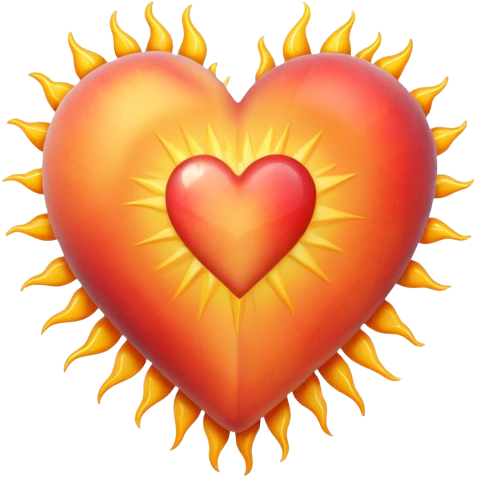 peach heart with a sunburst emoji