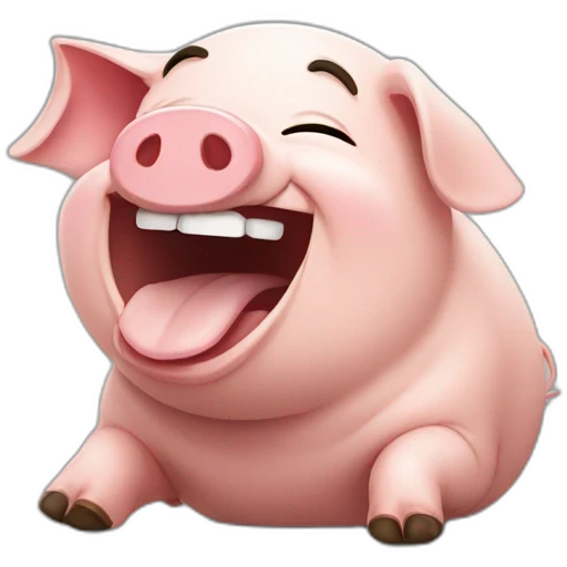 Pig laughing sideways hehehe emoji