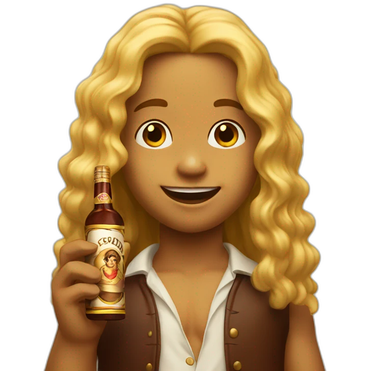 A child with long golden hair drinks a Cuban cigar emoji