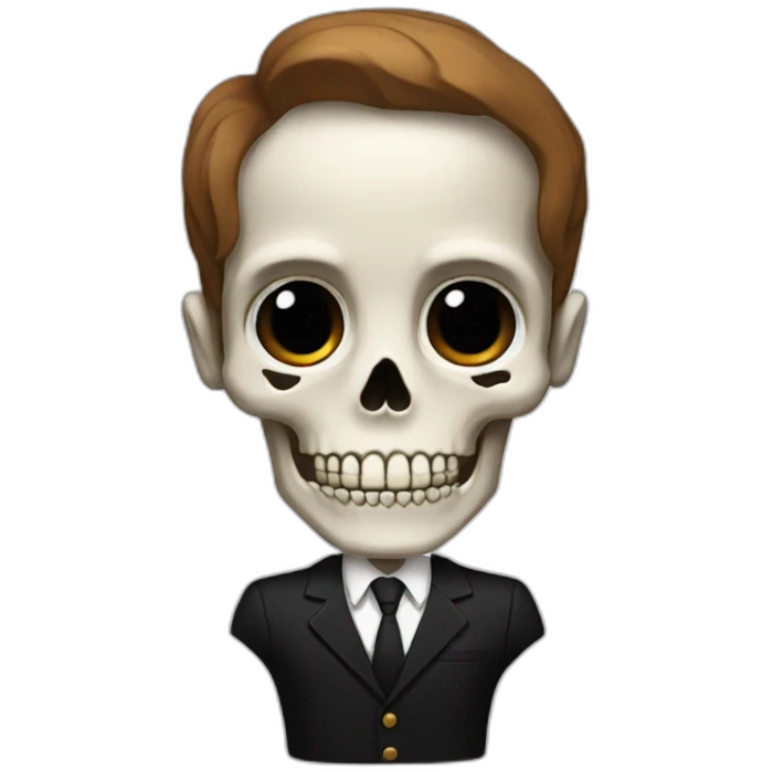 Skeleton in a black suit with Brown hair emoji