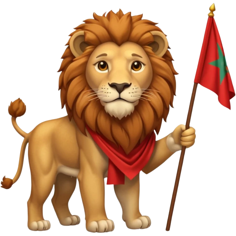 A atlas lion holding a morocco flag emoji