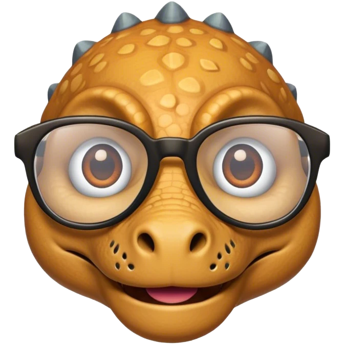 dinosaur face with moustache and glasses emoji