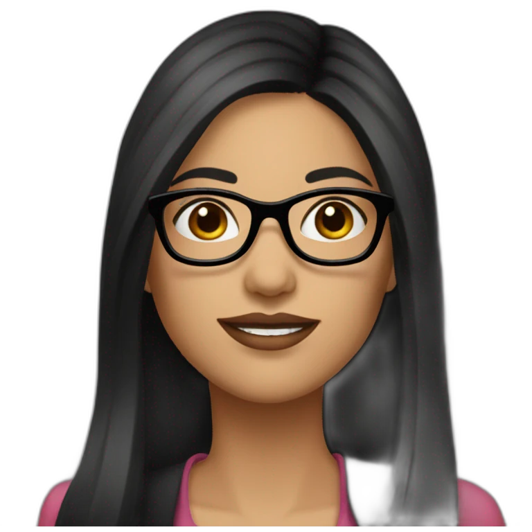 latina with glasses and dark long black straight hair with big lips and formal chothes emoji