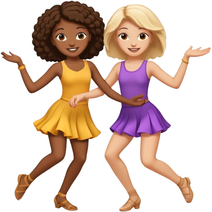 Best friends dancing: one black girl one white girl emoji