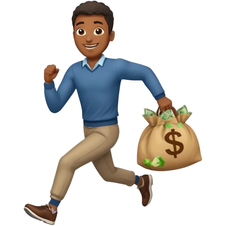 Black Man running with moneybag 💰 emoji