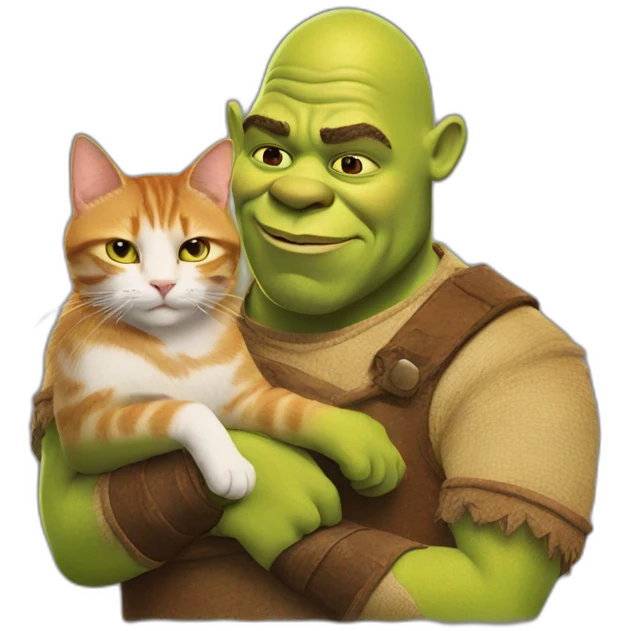 shrek holding a ginger cat emoji