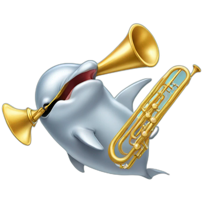dolphin playing the trumpet emoji