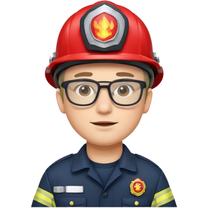 glasses fireman with uniform emoji