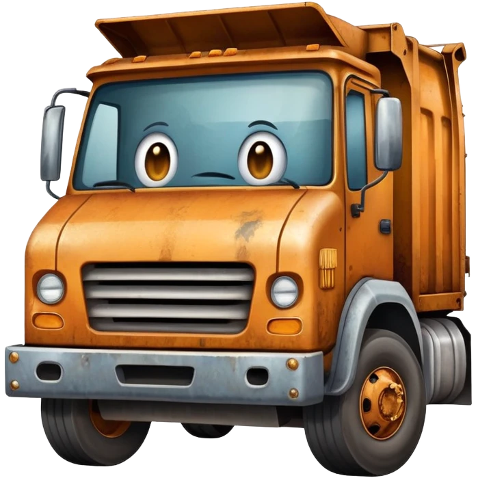 Trash truck with promiscuous face  emoji