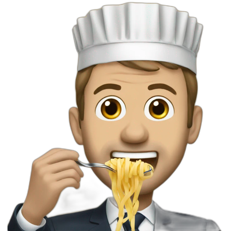 Emmanuel Macron eat pasta emoji
