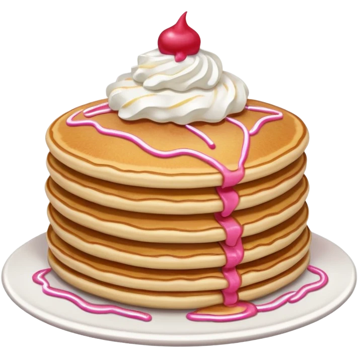 stack of pancakes with whip cream and pink and red sprinkles emoji