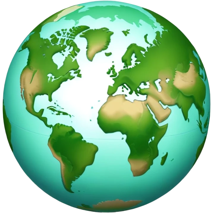 Earth globe with green continents shaped to form the number 2, iOS emoji style emoji