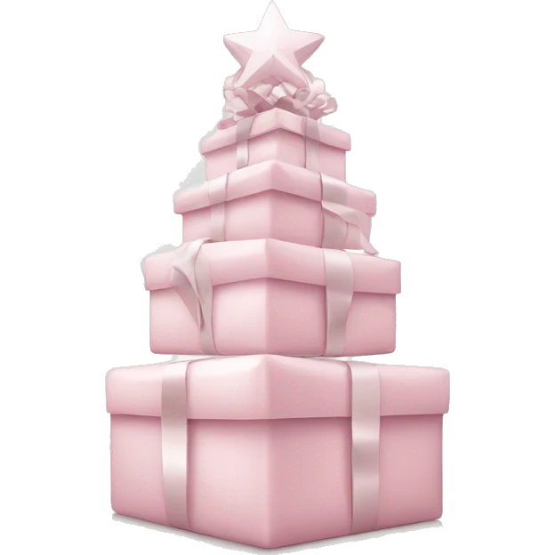 Light pink Christmas gifts under a white Christmas tree  emoji