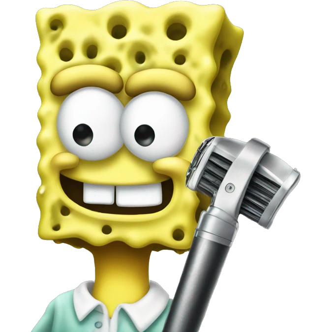 SpongeBob holding a barber pole emoji