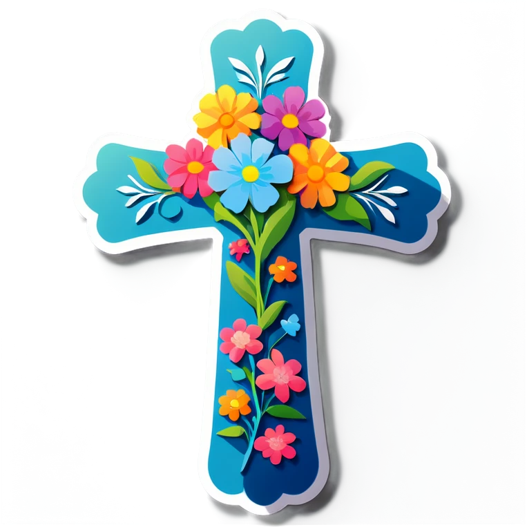 Cross with flowers  emoji