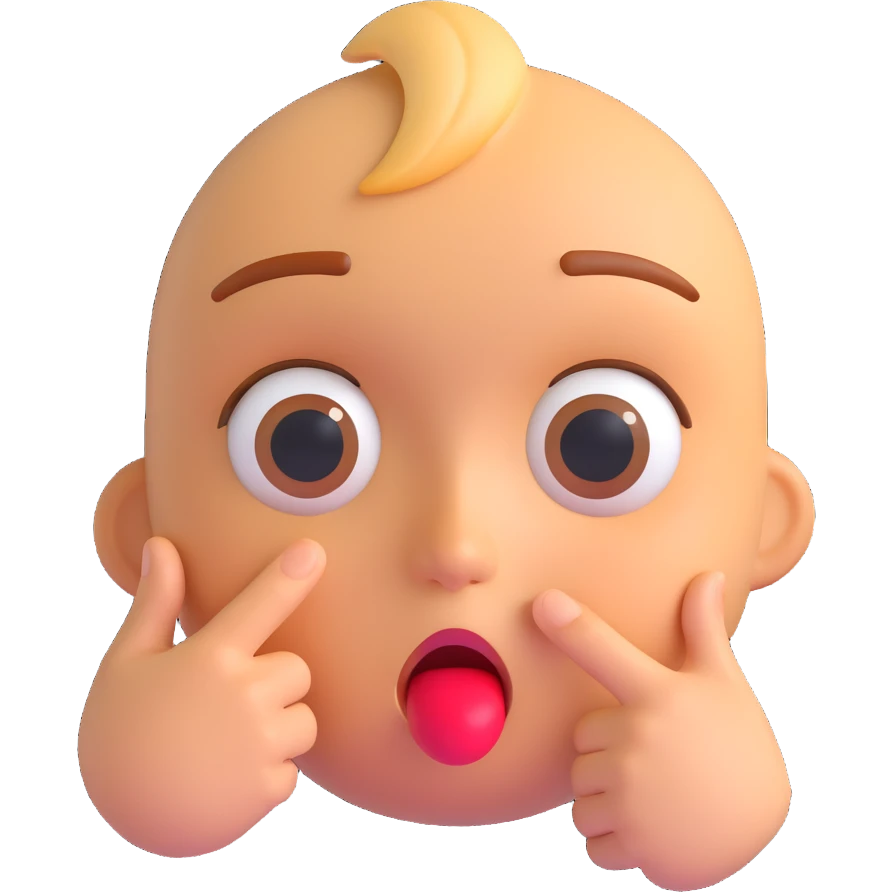 3D emoji of a face with big eyes and finger in front of lips, quiet gesture emoji