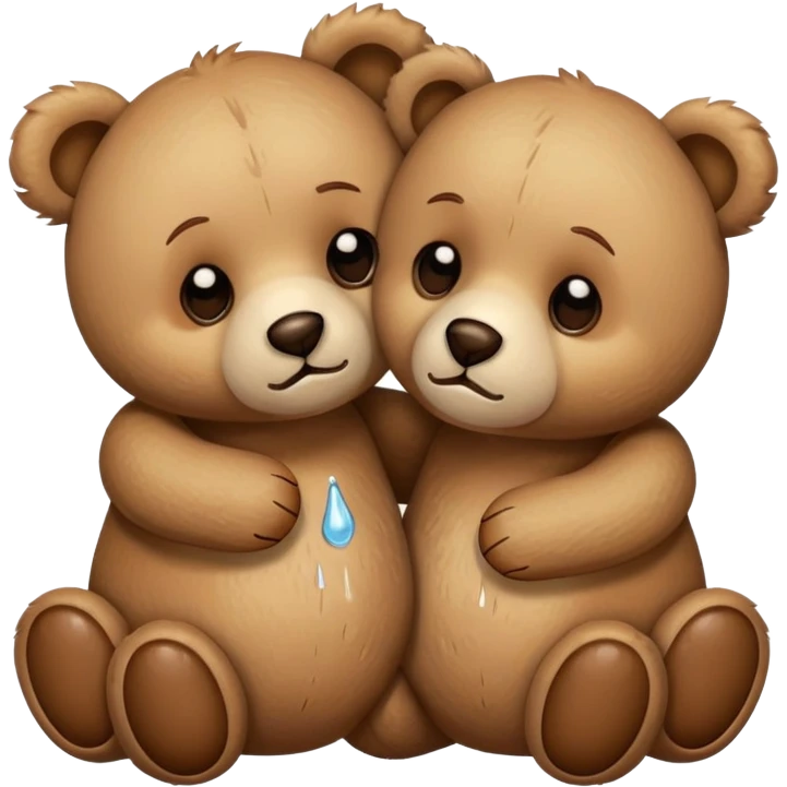 two teddy bears drying each other's tears. emoji