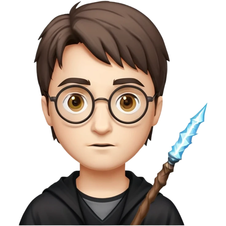 Harry Potter with glasses, lightning scar, and wand emoji