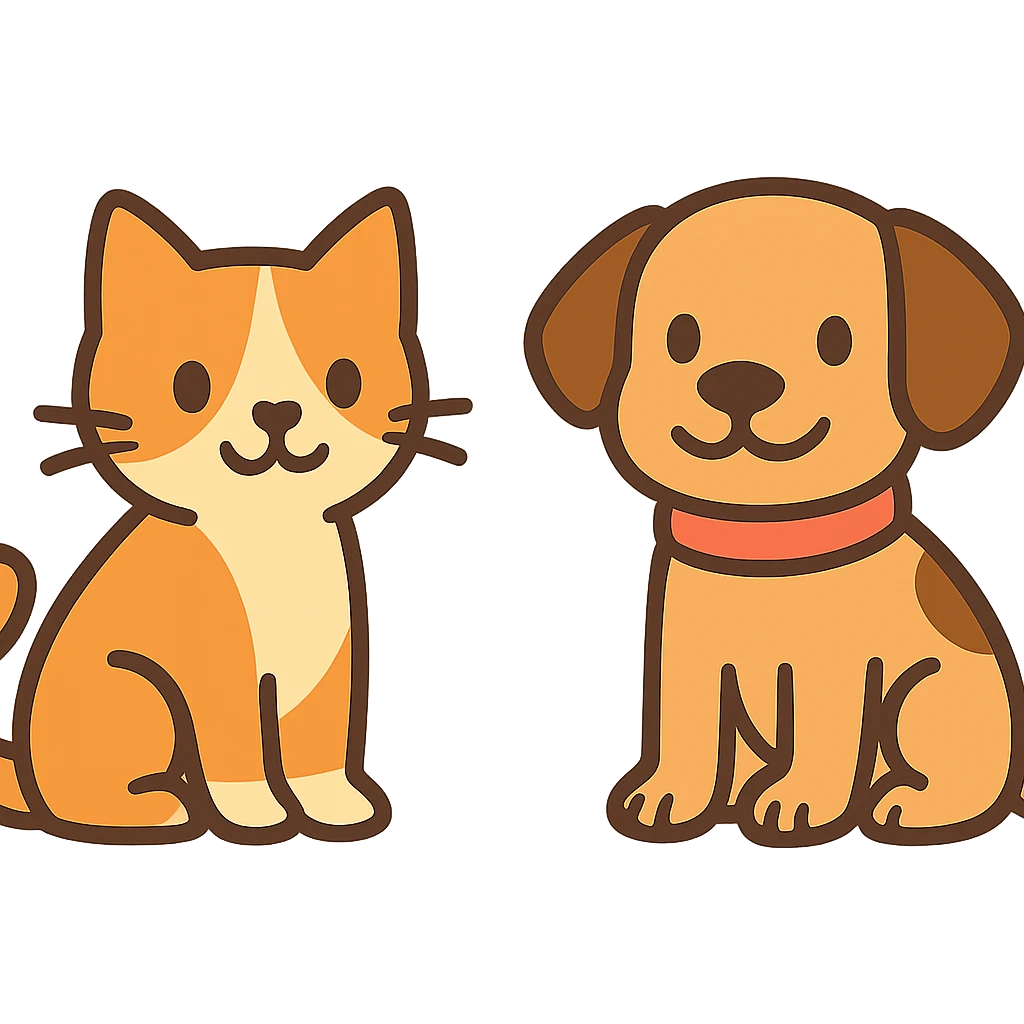 flat toon style the cat and dog emoji